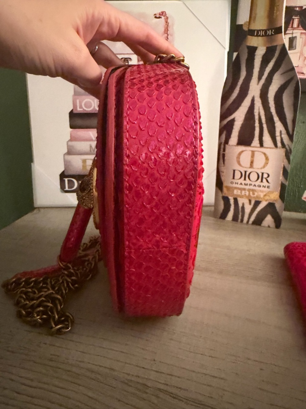 Kurt Geiger Hot Pink Snake-Embossed Crossbody & Wallet NWOT - Picture 9 of 14